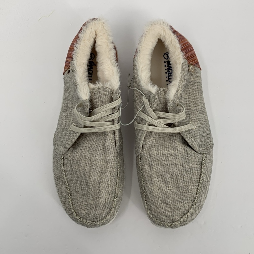 Magellan Outdoors Aztec Moccasin slipper shoe faux fur lined no tie lace new 9 - Picture 2 of 6